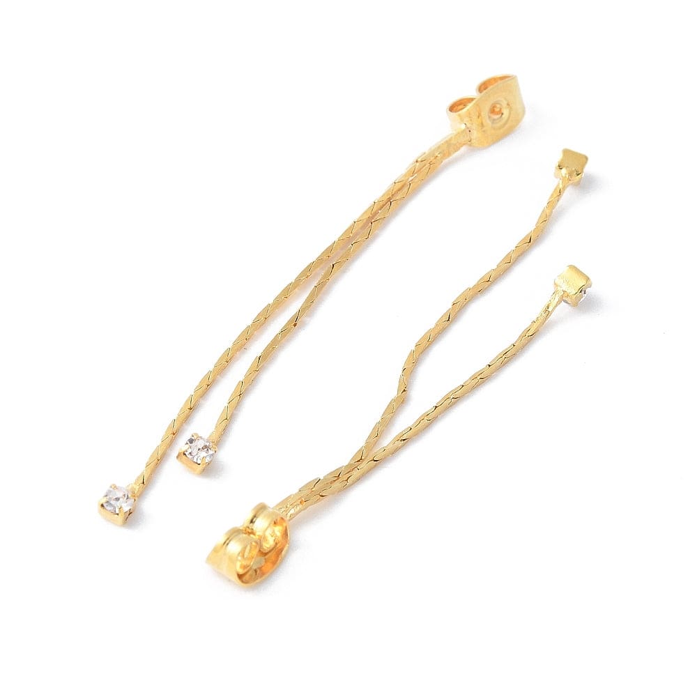 Bagstopper Med Kæde og Rhinsten - Langtidsholdbar Forgyldt (48mm), 2 Stk - Uniq Perler - 114496