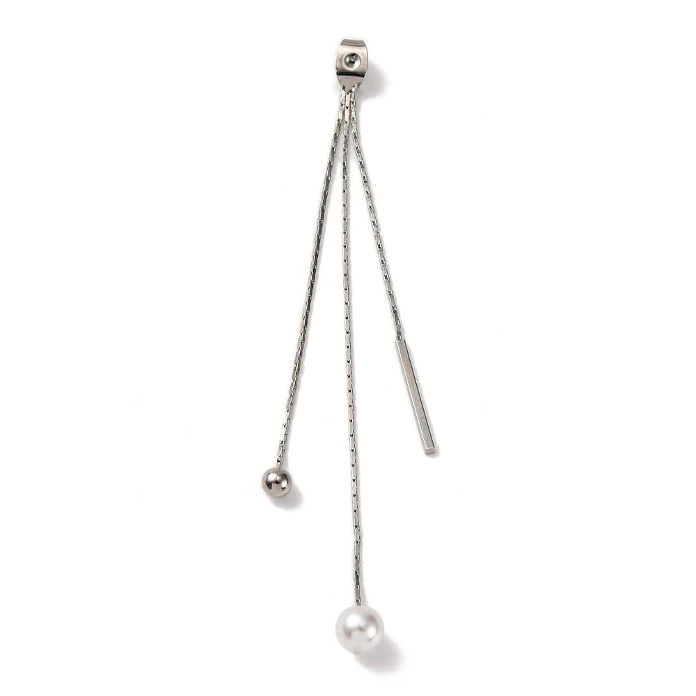 Bagstopper Med Kæde Vedhæng - Platin Farvet Messing (87mm), 2 stk. - Uniq Perler - 114743