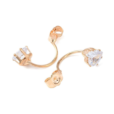 Bagstoppere – Lys Guld, Zirkonia Hjerte (26x8x12mm) 2 stk - Uniq Perler - 