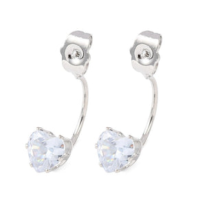 Ear nuts – Platinum Colored, Zirconia Heart (26x8x12mm) 2 pcs - Uniq Perler - 