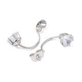 Bagstoppere – Platin Farvet, Zirkonia Hjerte (26x8x12mm) 2 stk - Uniq Perler - 