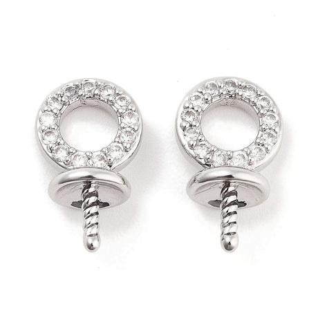 Bail Til Topboret Perle Med Zirkonia – Platin (13x7,2mm) - Uniq Perler - 112838