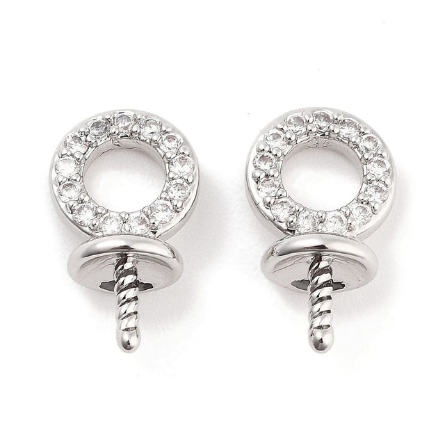 Bail Til Topboret Perle Med Zirkonia – Platin (13x7,2mm) - Uniq Perler - 112838