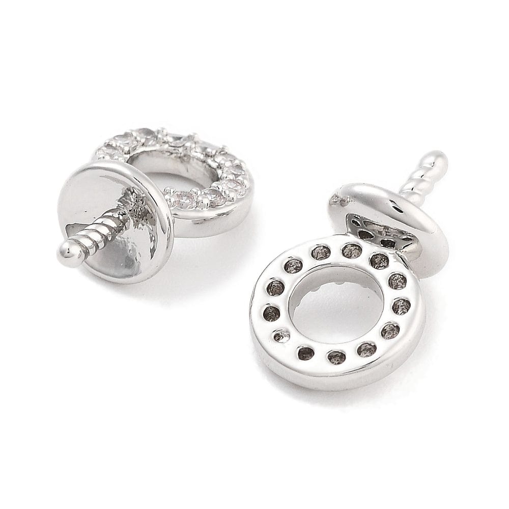 Bail Til Topboret Perle Med Zirkonia – Platin (13x7,2mm) - Uniq Perler - 112838