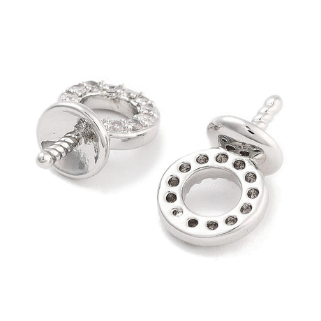 Bail Til Topboret Perle Med Zirkonia – Platin (13x7,2mm) - Uniq Perler - 112838