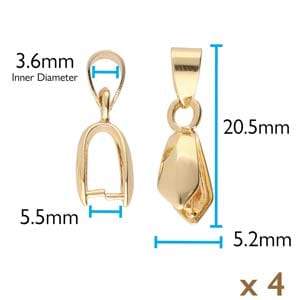 Bail Vedhæng Til Halskæde, Forgyldt Messing (20,5x5,2mm, 4 Stk) - Uniq Perler - 0000014883