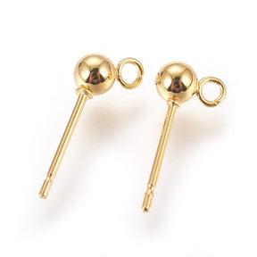 Ball Ohrstecker, 18K Vergoldet Stahl, (15x5mm) - Uniq Perler - 111726