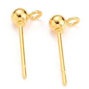 Ball Ohrstecker, 18K Vergoldet Stahl, (15x5x3mm) - Uniq Perler - 148976