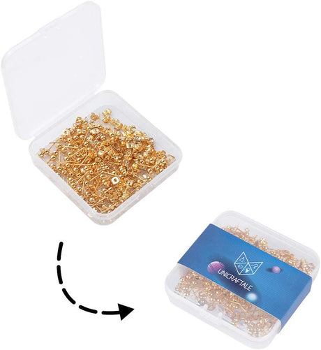 Ball Ørestikkere Med Øje, Forgyldt Stål, (15x7x4mm,) 50 Par - Uniq Perler - 788092