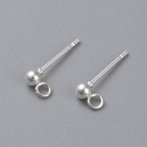 Ball Ørestikkere Med Øje, Forsølvet Stål,(16x3mm) - Uniq Perler - 117434