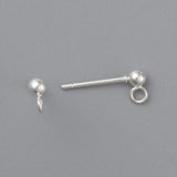 Ball Ørestikkere Med Øje, Forsølvet Stål,(16x3mm) - Uniq Perler - 117434