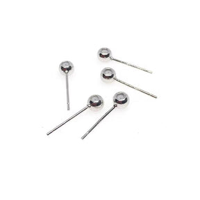 Ball Ohrstecker mit Auge und Silikoneinlage, Sterling Silber 925, (3mm) - Uniq Perler - 112373