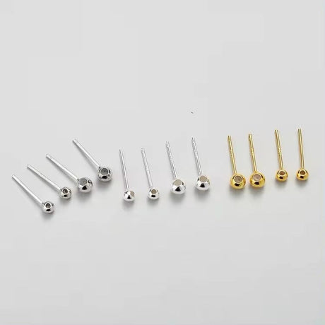 Ball Ørestikkere Med Øje Og Sillikone Indlæg, Sterling Sølv 925, (3mm) - Uniq Perler - 112373