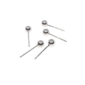 Ball Ohrstecker mit Auge und Silikoneinlage, Sterling Silber 925, (4mm) - Uniq Perler - 112374