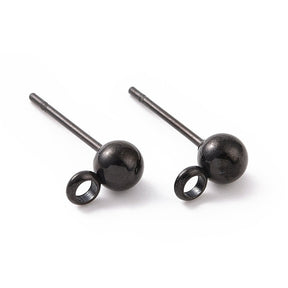 Ball Ohrstecker mit Auge - Schwarz, Chirurgenstahl, E-beschichtet (17x9x6mm) - Uniq Perler - 