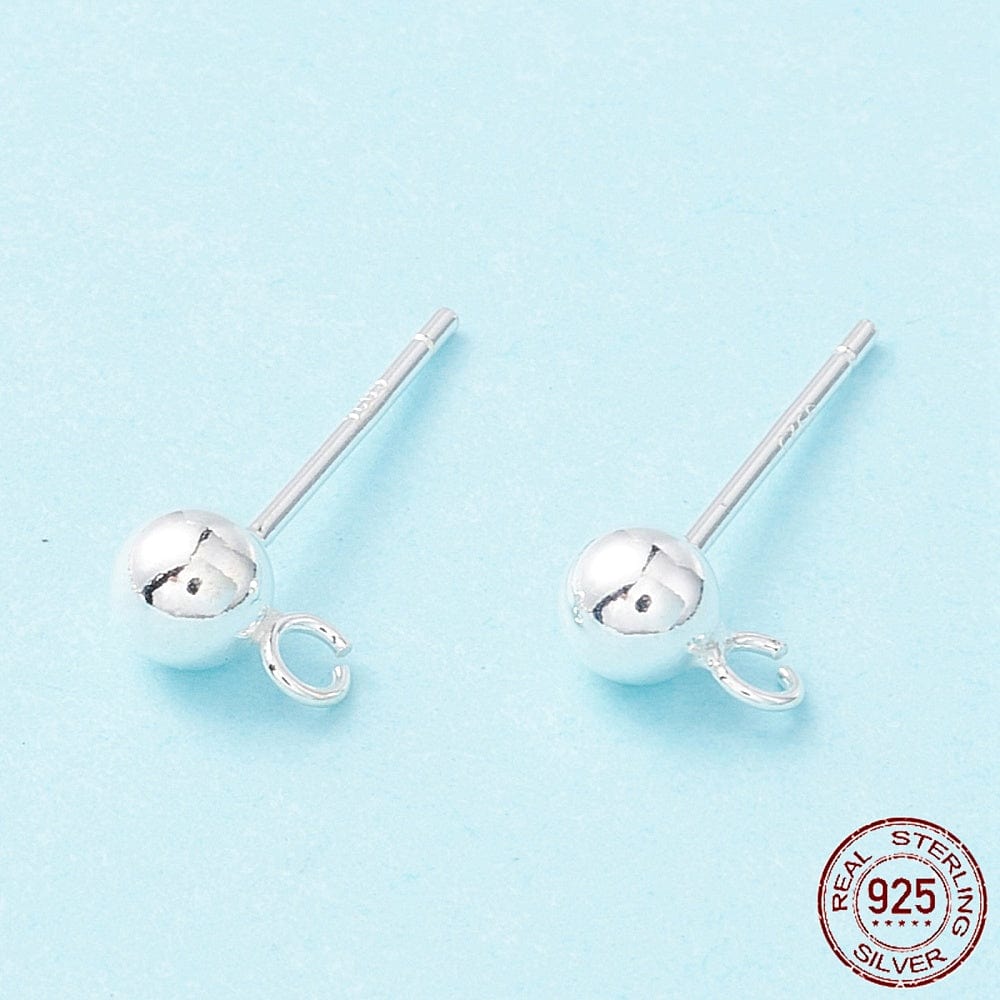 Ball Ørestikkere Med Øje, Sterling Sølv 925, (4mm) - Uniq Perler - 18484