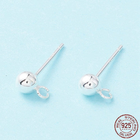 Ball Ørestikkere Med Øje, Sterling Sølv 925, (4mm) - Uniq Perler - 18484