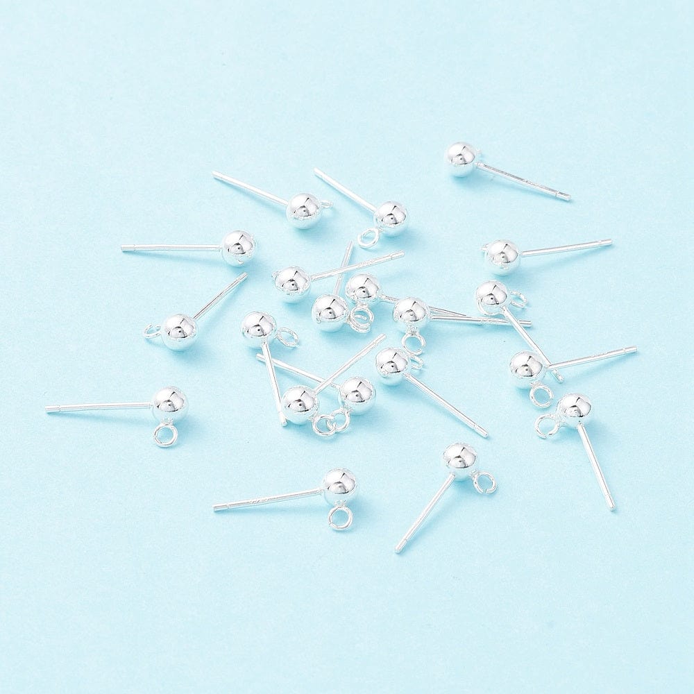 Ball Ørestikkere Med Øje, Sterling Sølv 925, (4mm) - Uniq Perler - 18484