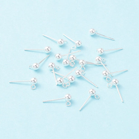 Ball Ørestikkere Med Øje, Sterling Sølv 925, (4mm) - Uniq Perler - 18484