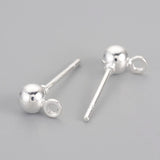 Ball Ørestikkere, Stål, Forsølvet, (15x5,5mm), 50 Par - Uniq Perler - 0001489001