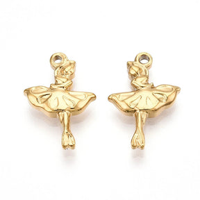 Ballerina Anhänger – Wasserdicht, 18K Vergoldet Stahl (19x13mm) - Uniq Perler - 114999