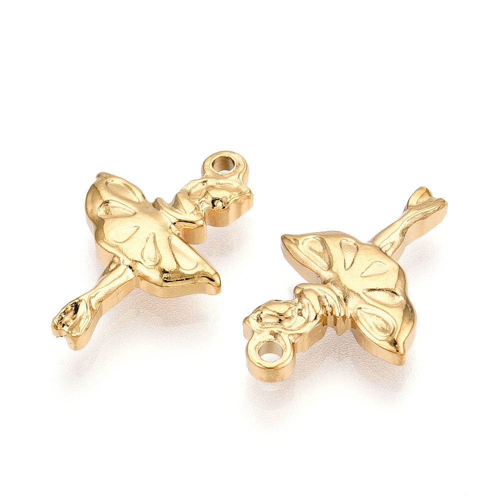 Ballerina Vedhæng – Vandfast, 18K Forgyldt Stål (19x13mm) - Uniq Perler - 114999