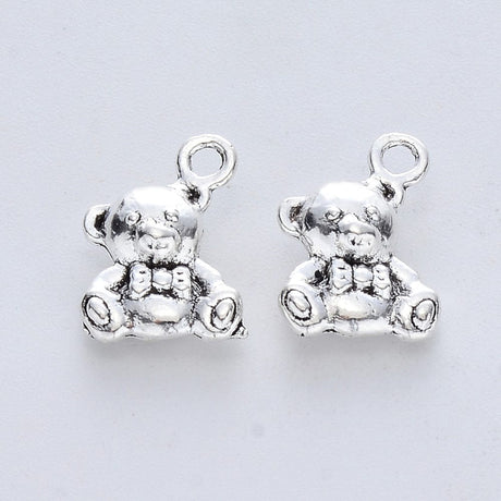 Bamse Bjørn Vedhæng, Antik Forsølvet, 14,5x10mm, 10 stk. - Uniq Perler - 111714