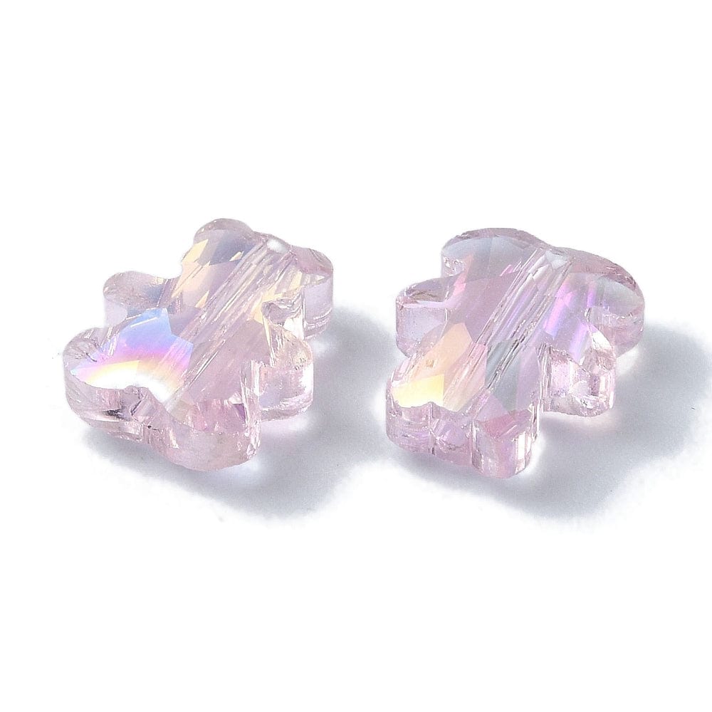 Bamse Bjørne Krystal Glasperler, Rosa, (8,5x9,5mm) - Uniq Perler - 112376