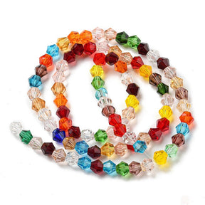 Bicone Glasperlen – Facettiert, Farb-Mix (4mm) - Uniq Perler - 