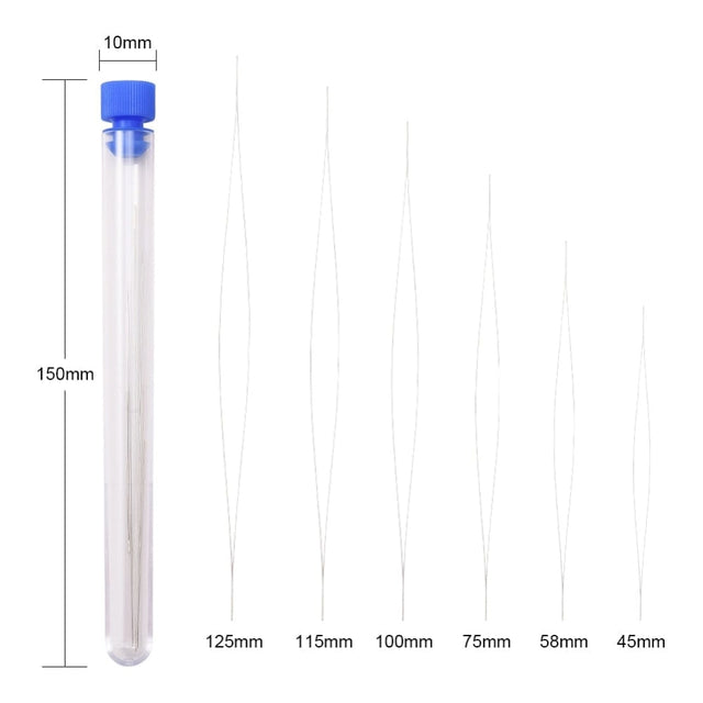 Big Eye Nåle – 6 Størrelser I Plastik Tube (6 Stk) - Uniq Perler - 14640