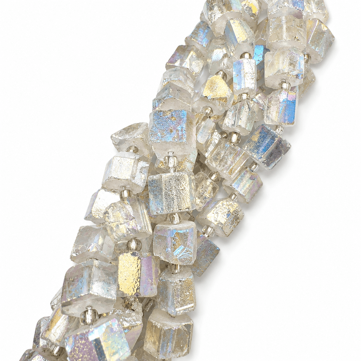 Bjergkrystal – Elektroplated, Kantet (8–14mm) Enkelt Perle - Uniq Perler - 85468