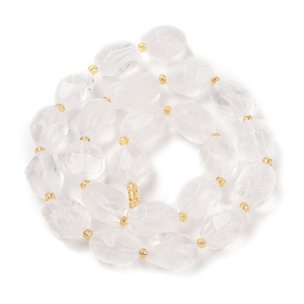 Bjergkrystal – Facetteret Oval (12–16x10–14mm) - Uniq Perler - 752841