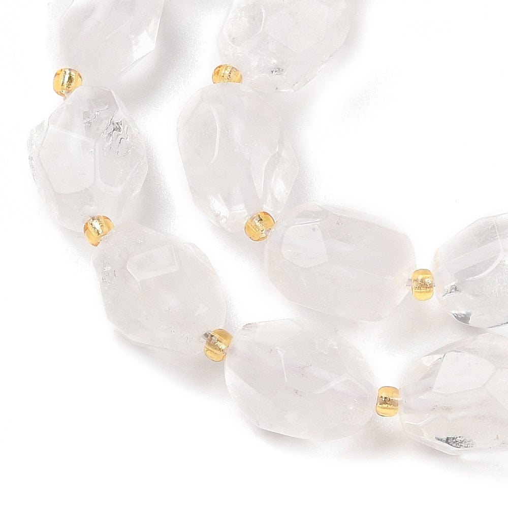 Bjergkrystal – Facetteret Oval (12–16x10–14mm) - Uniq Perler - 752841