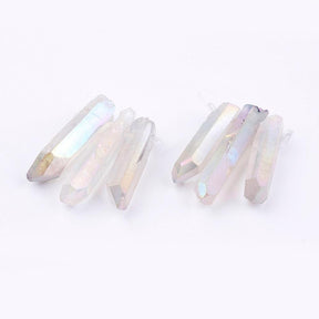 Rock crystal – Clear/Gray, Raw and Electroplated (13–39mm, 3 pcs) - Uniq Perler - 112445