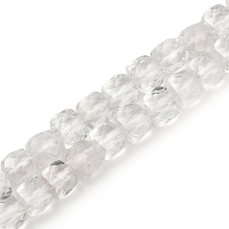 Bjergkrystal – Mange Facetteret Kube Form (6 - 7x6 - 7mm) - Uniq Perler - 115244