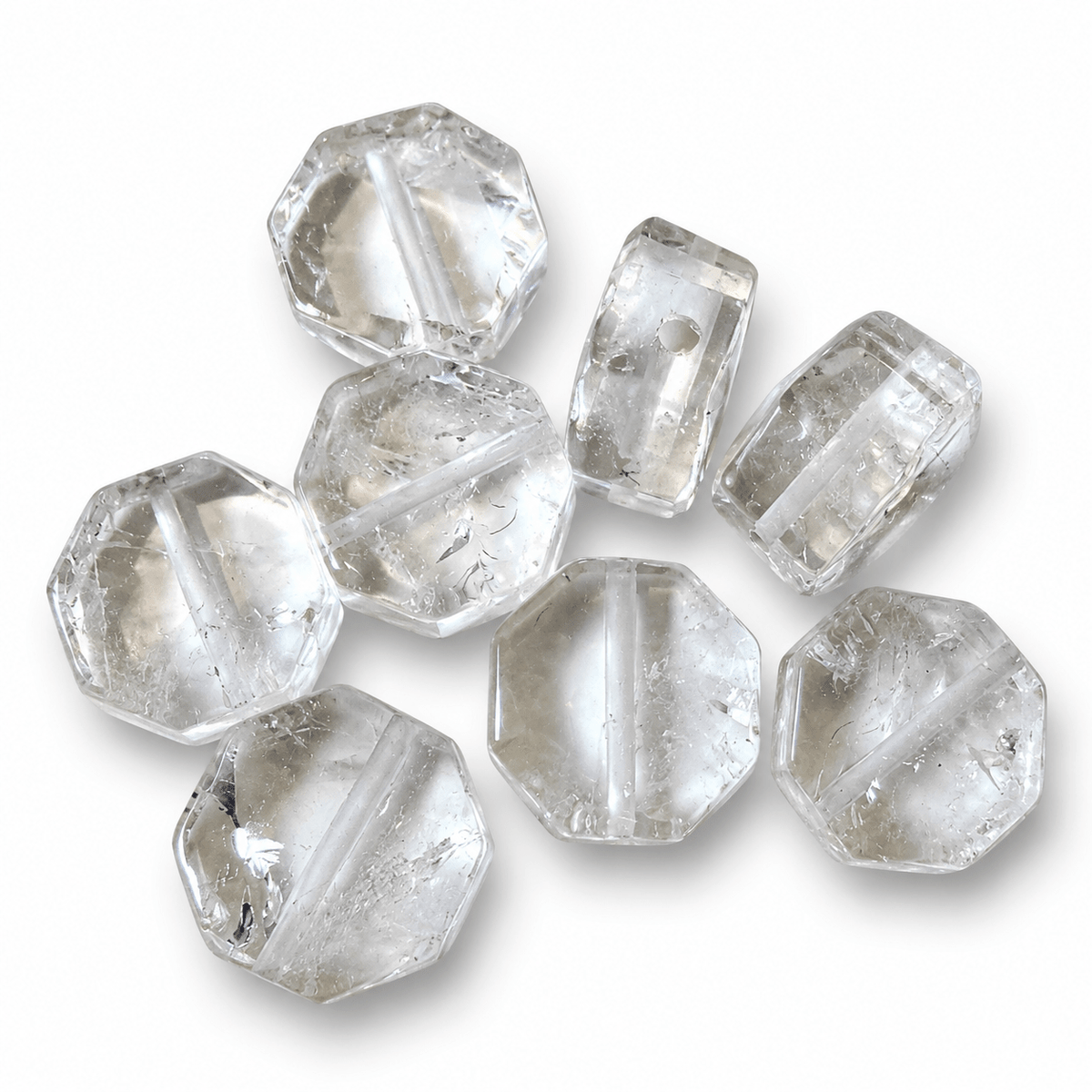 Bjergkrystal Perle – Klar, Kantet (8–16mm) 1 stk. - Uniq Perler - 125694