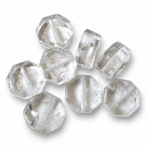 Bjergkrystal Perle – Klar, Kantet (8–16mm) 1 stk. - Uniq Perler - 125694