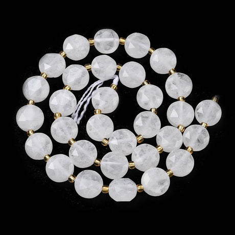 Rock Crystal Beads – Faceted Flat Round (10 - 11mm) - Uniq Perler - 117281