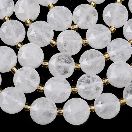 Rock Crystal Beads – Faceted Flat Round (10 - 11mm) - Uniq Perler - 117281