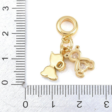 Bjørn Og Hund Vedhæng Med Zirkonia – 18K Forgyldt Messing - Uniq Perler - 120948