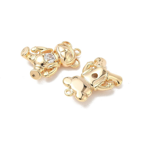 Bjørn/Bamse med Zirkonia sten, 18 K forgyldning (10.5x16x4mm) - Uniq Perler - 