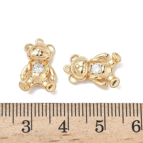 Bjørn/Bamse med Zirkonia sten, 18 K forgyldning (10.5x16x4mm) - Uniq Perler - 