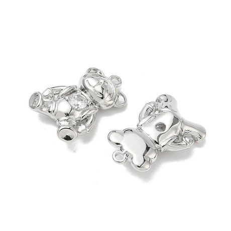 Bjørn/Bamse med Zirkonia sten, Platinbelagt (10.5x16x4mm) - Uniq Perler - 