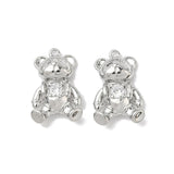 Bjørn/Bamse med Zirkonia sten, Platinbelagt (10.5x16x4mm) - Uniq Perler - 