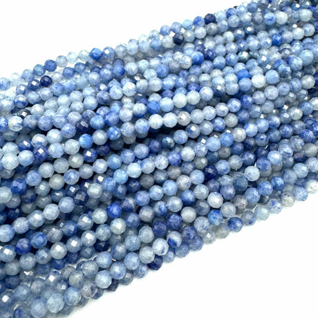Blå Aventurin Perler – Facetteret Rund (4 mm) - Uniq Perler - 567778