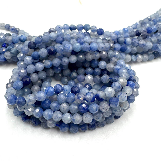 Blå Aventurin Perler – Facetteret Rund (4 mm) - Uniq Perler - 567778
