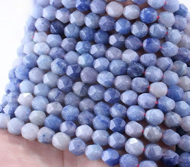 Blå Aventurin Perler – Star Cut (8mm) - Uniq Perler - 117946