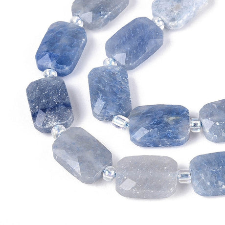 Blå Aventurin – Rektangulær & Facetteret (12x8mm) - Uniq Perler - 115662