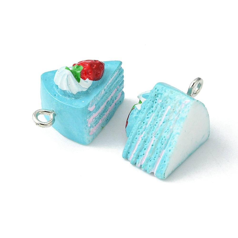 Blå Kage Vedhæng, 19x13mm, 5 stk - Uniq Perler - 249125