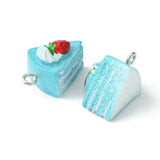 Blå Kage Vedhæng, 19x13mm, 5 stk - Uniq Perler - 249125